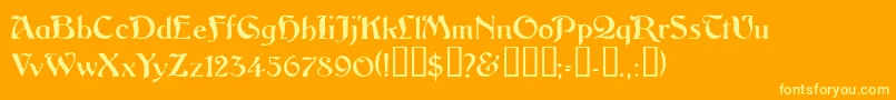 Vitoriossk-Schriftart – Gelbe Schriften auf orangefarbenem Hintergrund