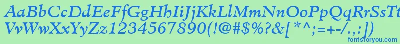 MinisterLtBookItalic Font – Blue Fonts on Green Background