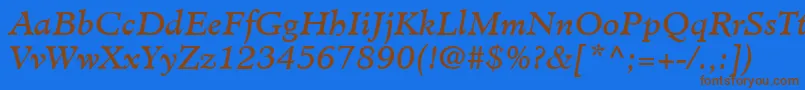 MinisterLtBookItalic Font – Brown Fonts on Blue Background