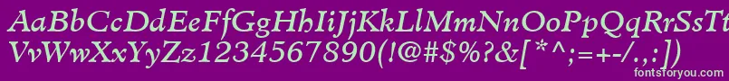 MinisterLtBookItalic Font – Green Fonts on Purple Background