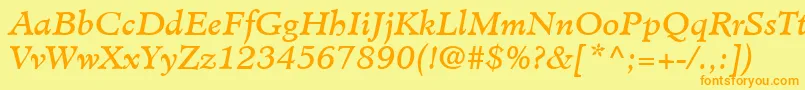 MinisterLtBookItalic Font – Orange Fonts on Yellow Background