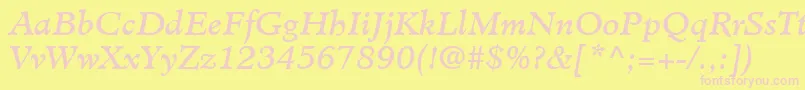 MinisterLtBookItalic Font – Pink Fonts on Yellow Background