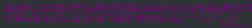Шрифт MinisterLtBookItalic – фиолетовые шрифты на чёрном фоне