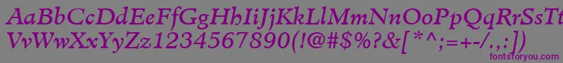 MinisterLtBookItalic Font – Purple Fonts on Gray Background