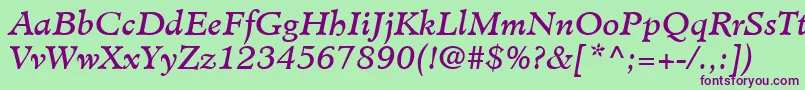fuente MinisterLtBookItalic – Fuentes Moradas Sobre Fondo Verde