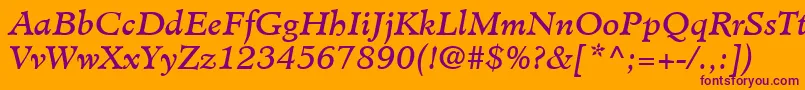 MinisterLtBookItalic Font – Purple Fonts on Orange Background