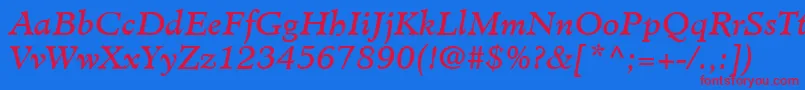 フォントMinisterLtBookItalic – 赤い文字の青い背景