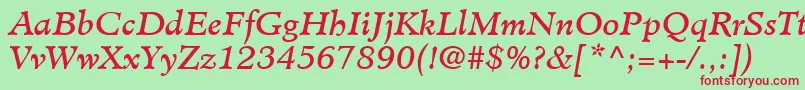 MinisterLtBookItalic Font – Red Fonts on Green Background