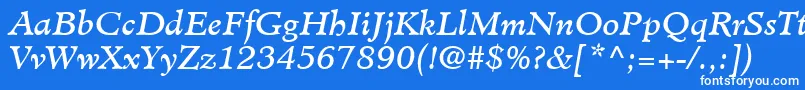 フォントMinisterLtBookItalic – 青い背景に白い文字