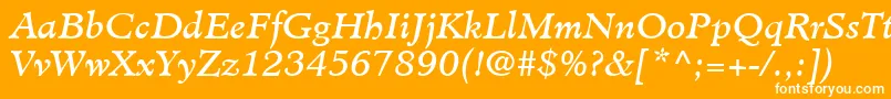Czcionka MinisterLtBookItalic – białe czcionki na pomarańczowym tle