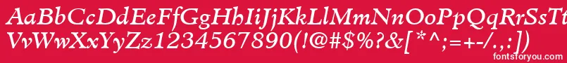 Шрифт MinisterLtBookItalic – белые шрифты на красном фоне