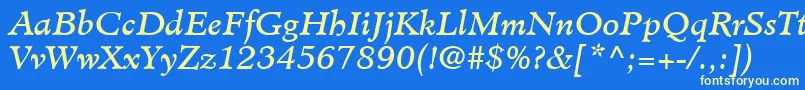 MinisterLtBookItalic Font – Yellow Fonts on Blue Background