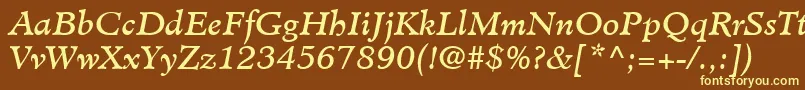 Шрифт MinisterLtBookItalic – жёлтые шрифты на коричневом фоне