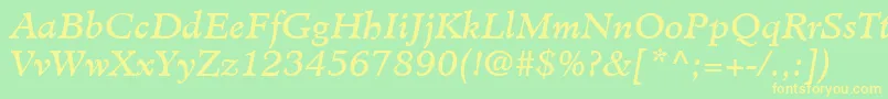 MinisterLtBookItalic Font – Yellow Fonts on Green Background