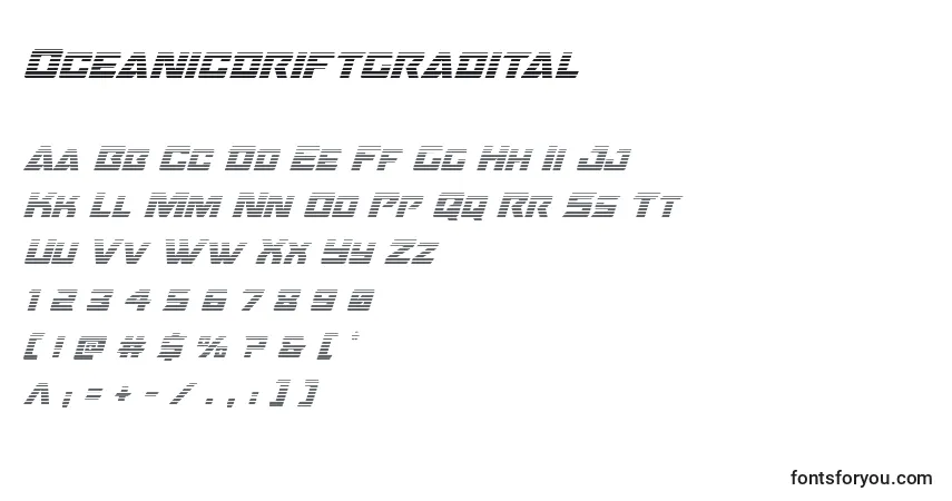 Шрифт Oceanicdriftgradital – алфавит, цифры, специальные символы