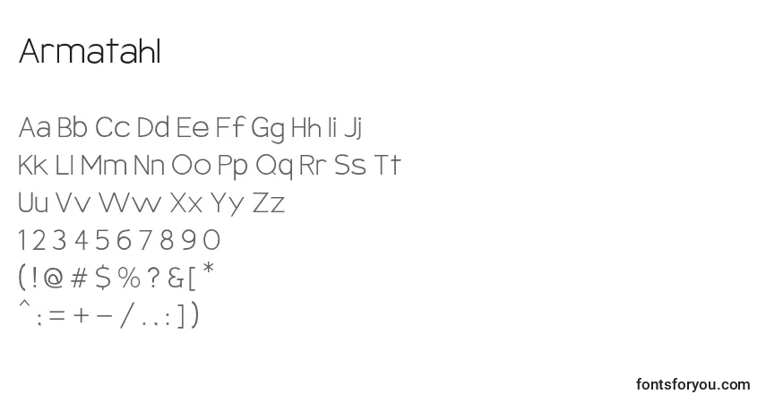 Schriftart Armatahl – Alphabet, Zahlen, spezielle Symbole