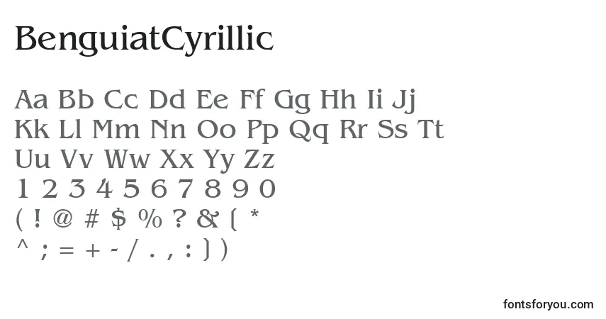 A fonte BenguiatCyrillic – alfabeto, números, caracteres especiais