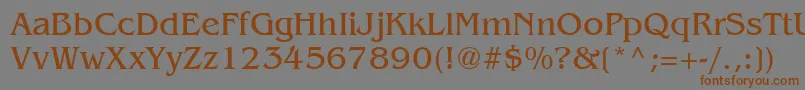 フォントBenguiatCyrillic – 茶色の文字が灰色の背景にあります。