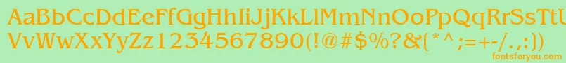 フォントBenguiatCyrillic – オレンジの文字が緑の背景にあります。