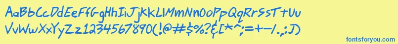 JohnnyMacScrawlBrk Font – Blue Fonts on Yellow Background