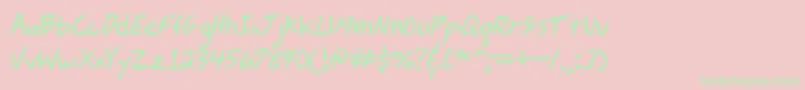 JohnnyMacScrawlBrk Font – Green Fonts on Pink Background