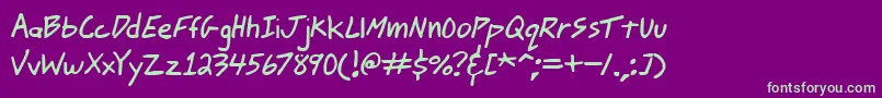 JohnnyMacScrawlBrk Font – Green Fonts on Purple Background