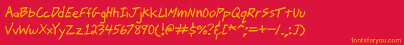 JohnnyMacScrawlBrk Font – Orange Fonts on Red Background