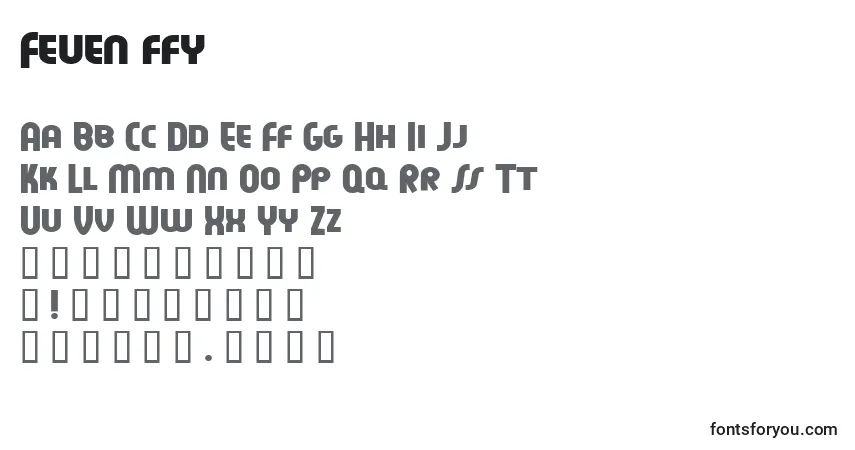 A fonte Feuen ffy – alfabeto, números, caracteres especiais