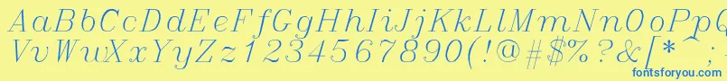 Italicc Font – Blue Fonts on Yellow Background
