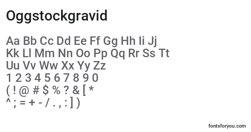 Schriftart Оggstockgravid – Alphabet, Zahlen, spezielle Symbole