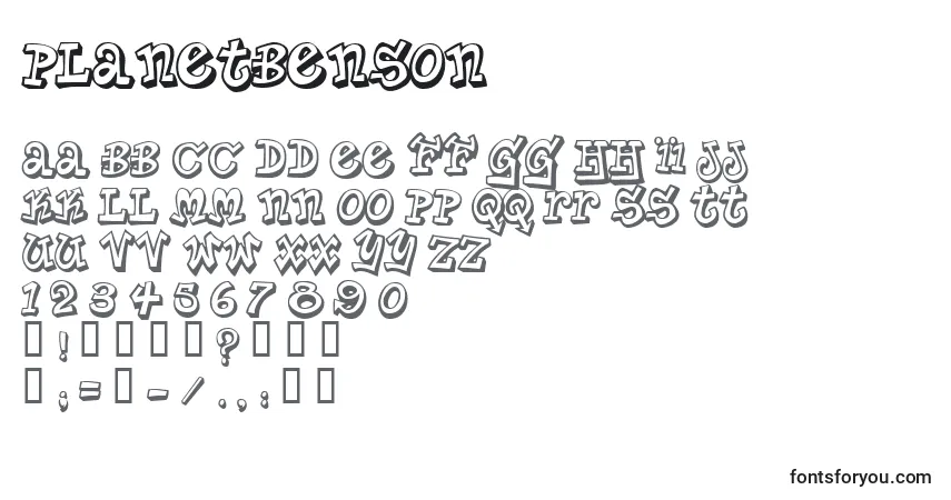 A fonte PlanetBenson – alfabeto, números, caracteres especiais