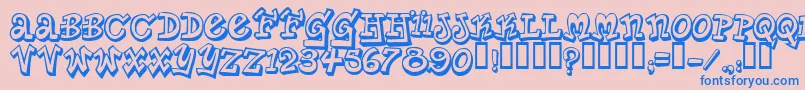 フォントPlanetBenson – ピンクの背景に青い文字