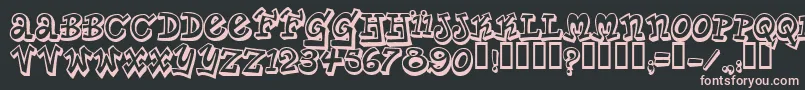PlanetBenson-fontti – vaaleanpunaiset fontit mustalla taustalla