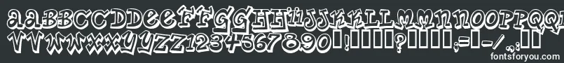 PlanetBenson-fontti – valkoiset fontit mustalla taustalla