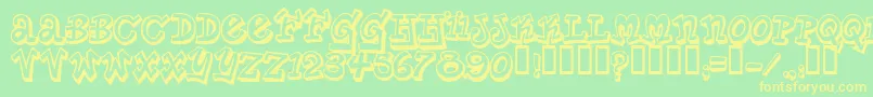 PlanetBenson-fontti – keltaiset fontit vihreällä taustalla