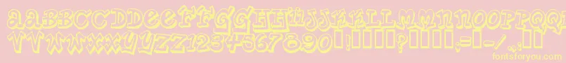 PlanetBenson-fontti – keltaiset fontit vaaleanpunaisella taustalla