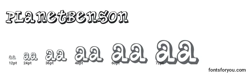 Размеры шрифта PlanetBenson