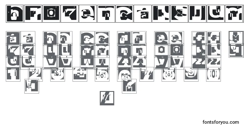 Schriftart Brokencapsjumperb – Alphabet, Zahlen, spezielle Symbole