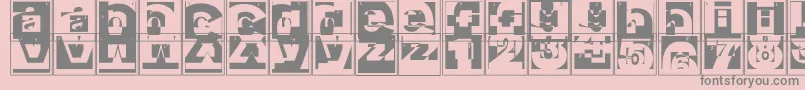 フォントBrokencapsjumperb – ピンクの背景に灰色の文字