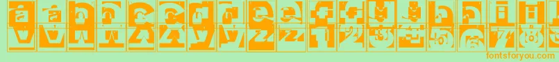 Czcionka Brokencapsjumperb – pomarańczowe czcionki na zielonym tle
