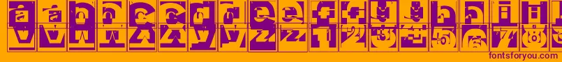Brokencapsjumperb Font – Purple Fonts on Orange Background