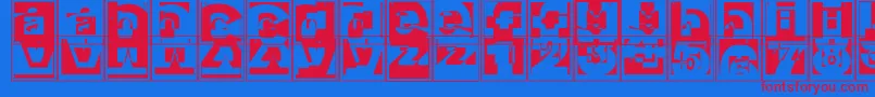 Brokencapsjumperb Font – Red Fonts on Blue Background