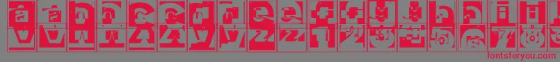 Brokencapsjumperb Font – Red Fonts on Gray Background