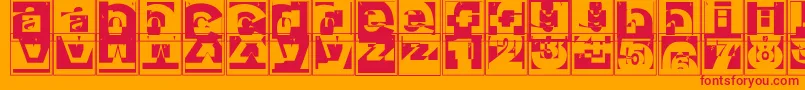 Brokencapsjumperb Font – Red Fonts on Orange Background