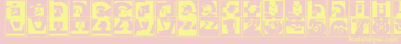 Brokencapsjumperb-Schriftart – Gelbe Schriften auf rosa Hintergrund