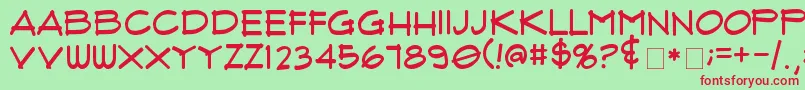 FluxArchitectRegular-Schriftart – Rote Schriften auf grünem Hintergrund