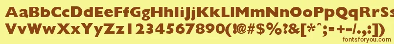 GiliganextraboldRegular-Schriftart – Braune Schriften auf gelbem Hintergrund