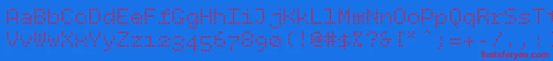 Bpdots-Schriftart – Rote Schriften auf blauem Hintergrund