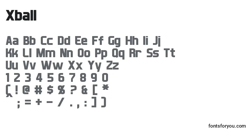 Czcionka Xball – alfabet, cyfry, specjalne znaki
