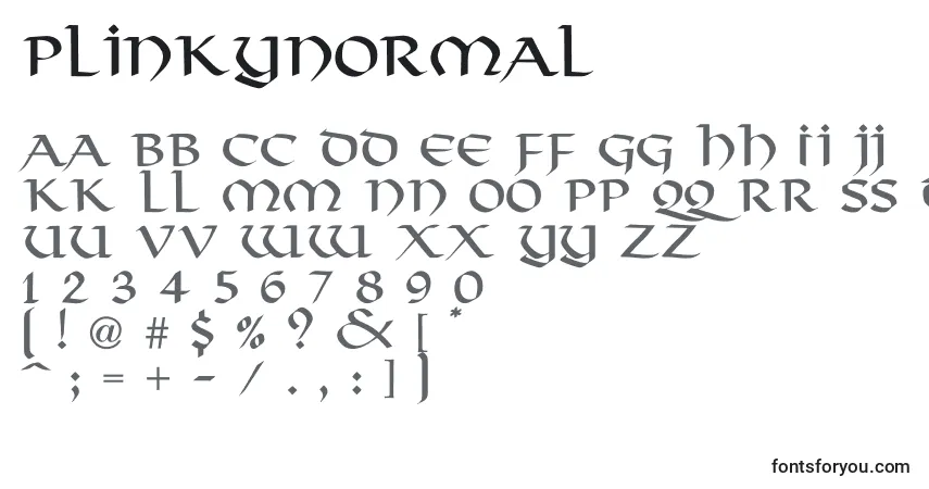 A fonte PlinkyNormal – alfabeto, números, caracteres especiais